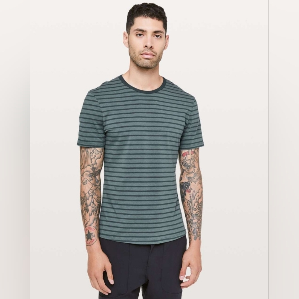 LULULEMON 5 Year Basic Tee *Updated Fit Yachtie Stripe Sea Steel Gravity